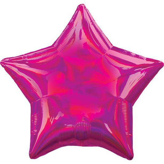 Magenta Iridescent Star Balloon - 18'' Foil - unpackaged