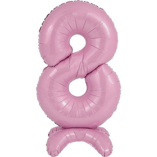 Number 8 Standing Pastel Pink Balloon - 25" Foil