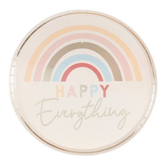 Happy Everything Natural Rainbow Plates - 25cm (8pk)