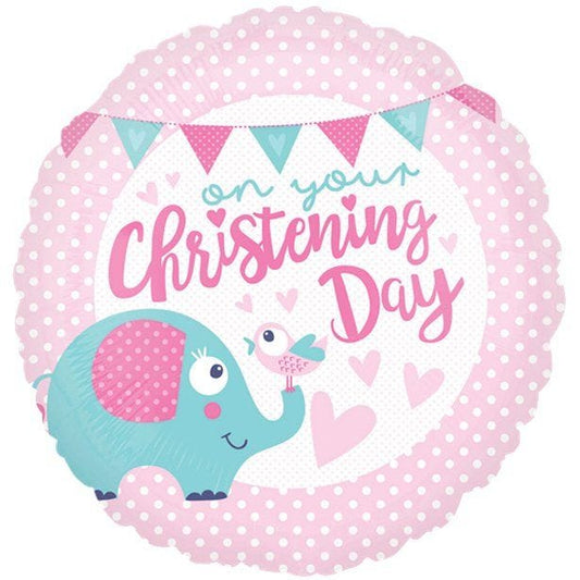 Pink Christening Day Balloon - 18" Foil