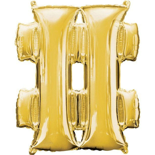 Gold Hashtag Shaped Balloon - 34" Foil
