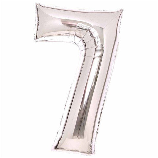 Number 7 Silver Foil Balloon - 34"