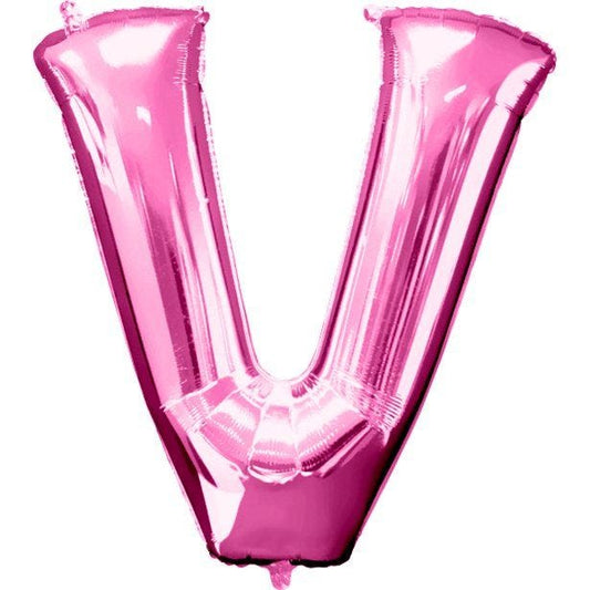 Pink Letter V Balloon - 34"Foil