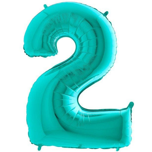 Number 2 Tiffany Blue Foil Balloon - 40"