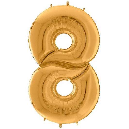 Number 8 Gold Foil Balloon - 64"