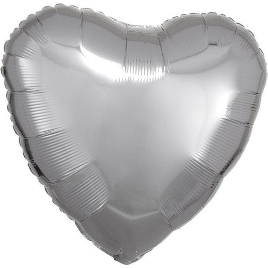 Metallic Silver Heart Balloon - 18'' Foil