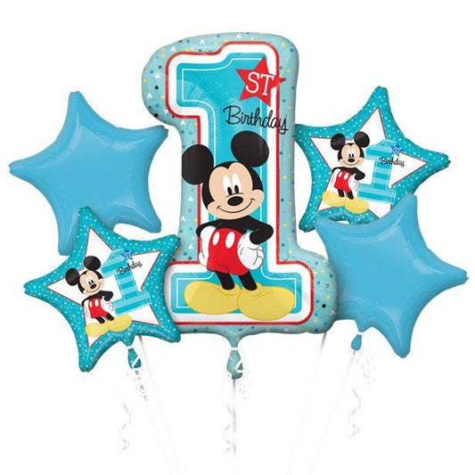Mickey Mouse 1st Birthday Balloon Bouquet - Assorted Foil