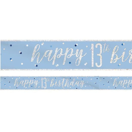 Blue 'Happy 13th Birthday' Plastic Banner - 2.75m