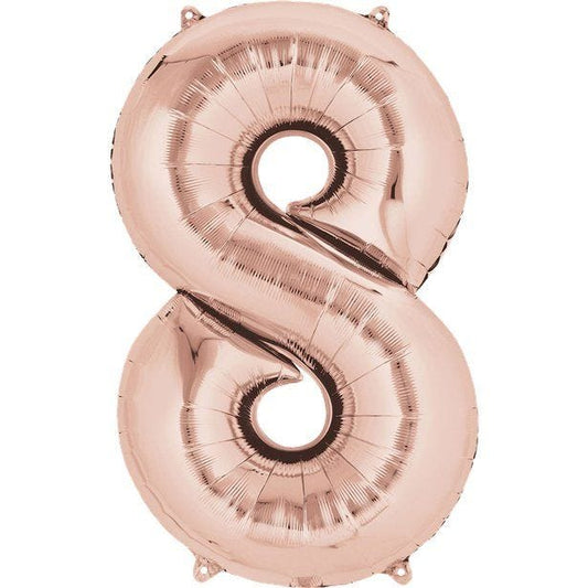 Rose Gold Number 8 Air Filled Balloon - 16" Foil