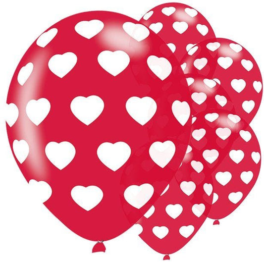 Polka Heart Latex Balloons - 11" (6pk)