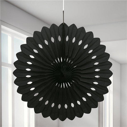 Black Paper Fan Decoration - 41cm