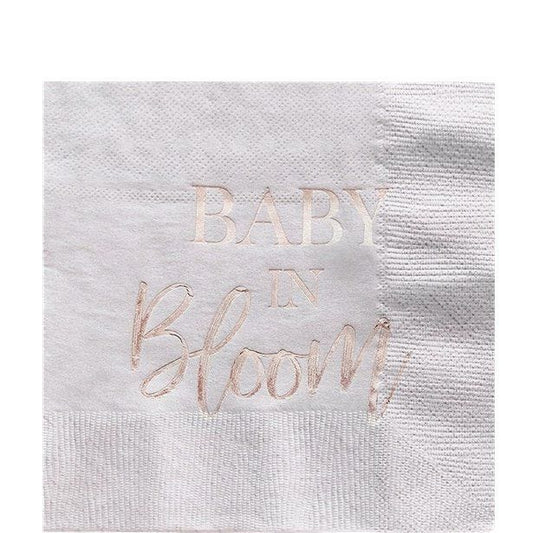 Baby In Bloom Paper Napkins - 33cm (16pk)