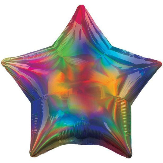Rainbow Iridescent Star Balloon - 18" Foil