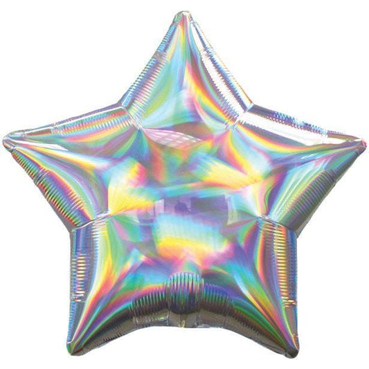 Silver Iridescent Star Balloon - 18" Foil