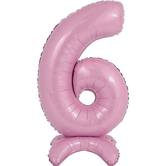 Number 6 Standing Pastel Pink Balloon - 25" Foil