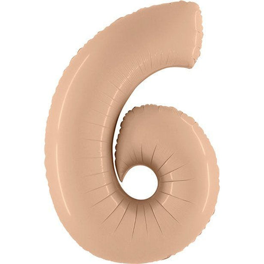 Number 6 Satin Nude Foil Balloon - 40"