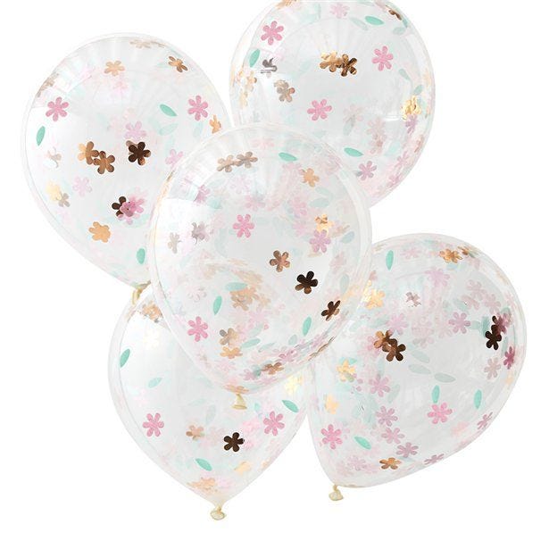 Floral Confetti Latex Balloons - 12" (5pk)