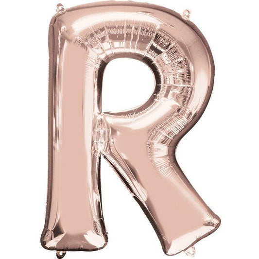 Rose Gold Letter R Air Filled Balloon - 16" Foil