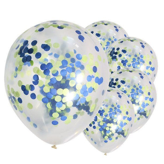 Blue & Green Mix Confetti Balloons - 12" (5pk)
