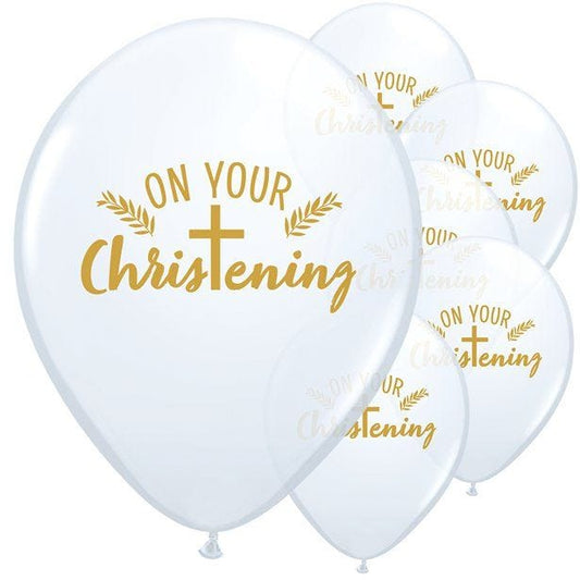 White Christening Balloons - 11" Latex (25pk)