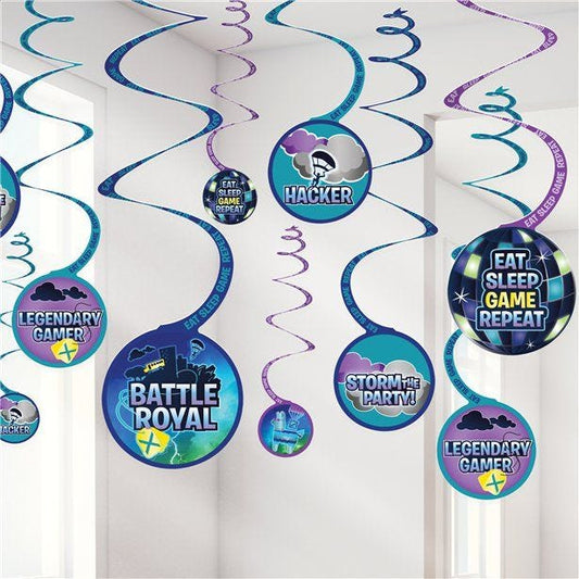 Battle Royal Hanging Swirl Decorations (12pk)