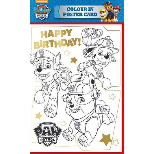 Paw Patrol Colour In Poster Card