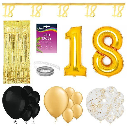 18th Black & Gold Milestone Decorating Kit