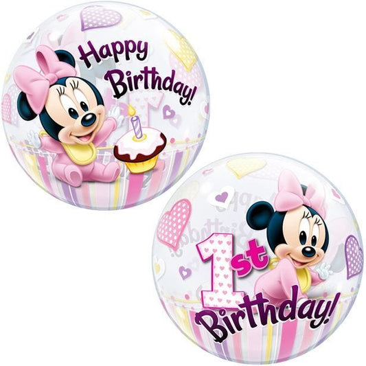 Minnie Mouse 1st Birthday Bubble Balloon - 22"