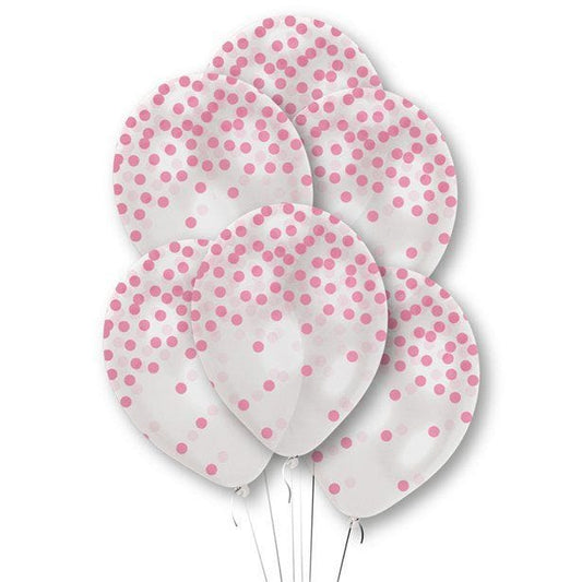 Pink Confetti Printed Latex Balloons - 11" (6pk)