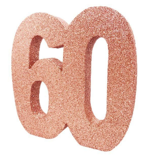 Age 60 Rose Gold Glitter Table Decoration
