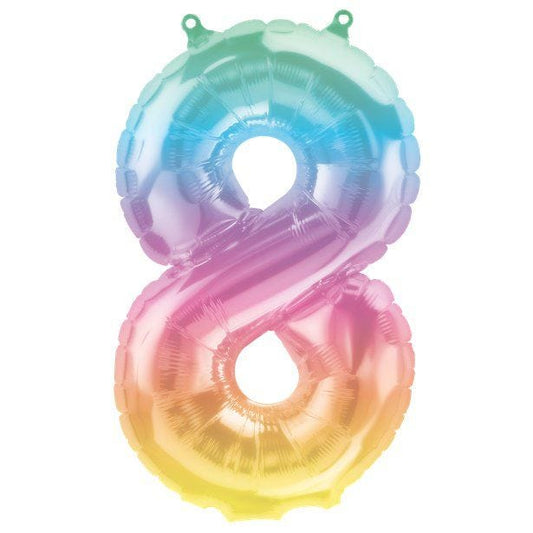Pastel Ombre Number 8 Balloon - 16" Foil