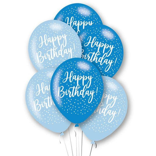 Happy Birthday Blue Latex Balloons - 11" (6pk)
