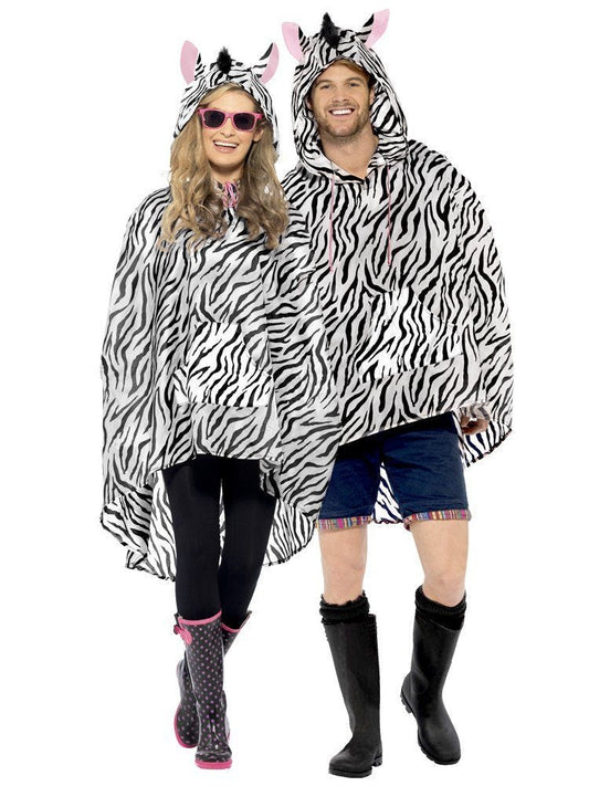 Zebra Party Poncho - Adult Costume