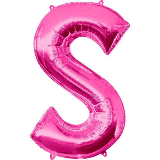 Pink Letter S Balloon - 34" Foil