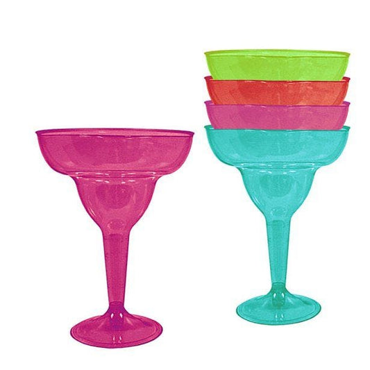 Multicoloured Plastic Margarita Glasses - 295ml (20pk)