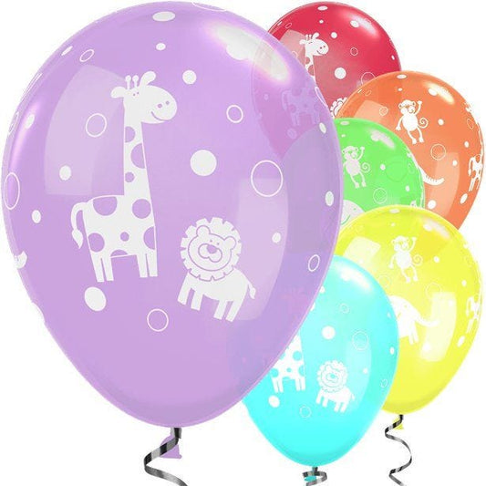 Cute & Cuddly Jungle Animals Assorted Balloons - 11" Latex (6pk)