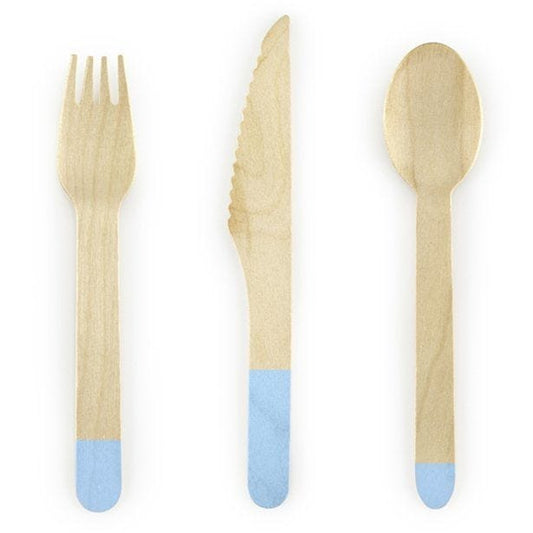 Light Blue Wooden Cutlery Set - 18pk (18pk)