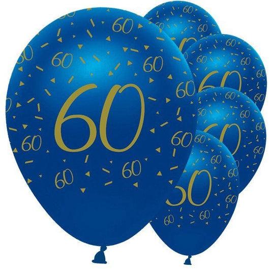 Navy & Gold Geode 60th Birthday Latex Balloons - 12" (6pk)