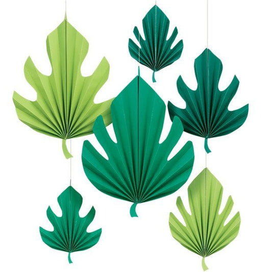 Palm Leaf Paper Fan Decorations (6pk)