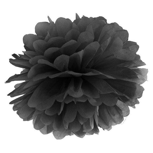 Black Pom Pom Decoration - 25cm
