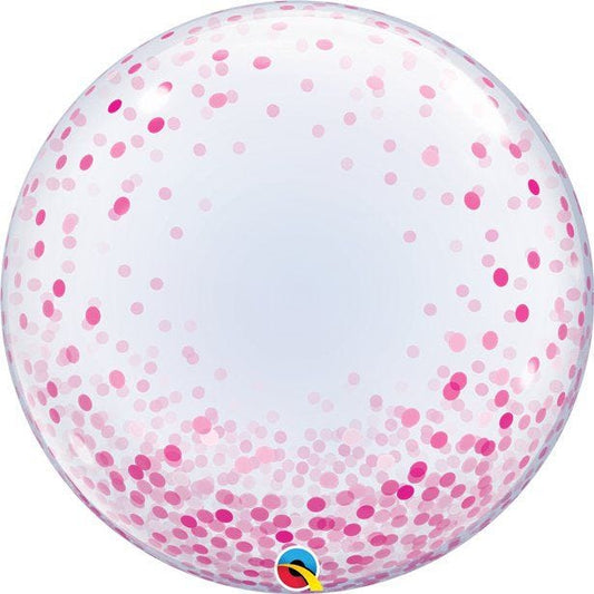 Pink Confetti Printed Bubble Balloon - 24"