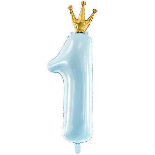 Pastel Blue 1st Birthday Prince Balloon - 35" Foil
