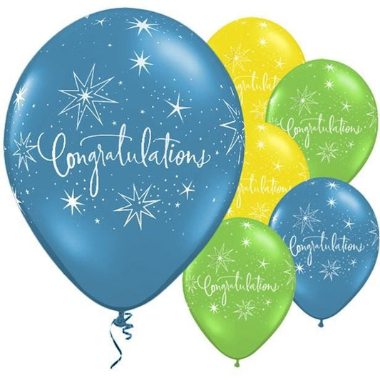 Congratulations Elegant Balloons - 11" Latex (6pk)