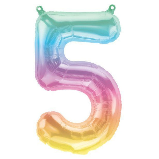 Pastel Ombre Number 5 Balloon - 16" Foil