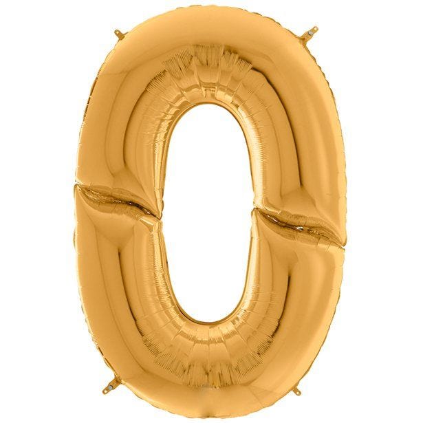 Number 0 Gold Foil Balloon - 64"