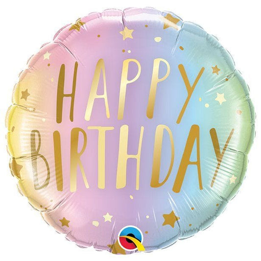 Pastel Ombre & Stars Birthday Balloon - 18" Foil