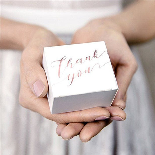 Rose Gold Thank You Favour Boxes (10pk)