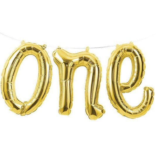 Age One Gold Phrase Balloon Bunting - 12" Foil