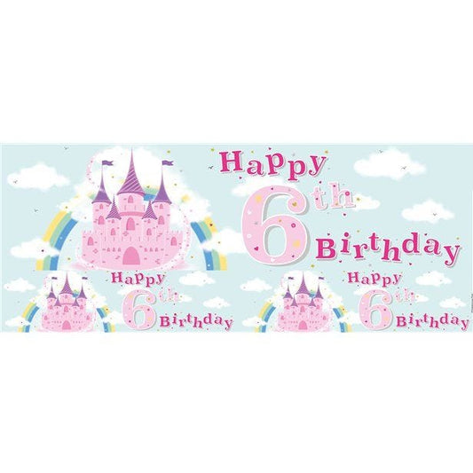 Fairytale Castle 'Happy 6th Birthday' Holographic Foil Banner - 2.6m