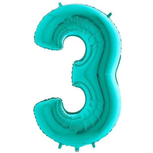 Number 3 Tiffany Blue Foil Balloon - 40"